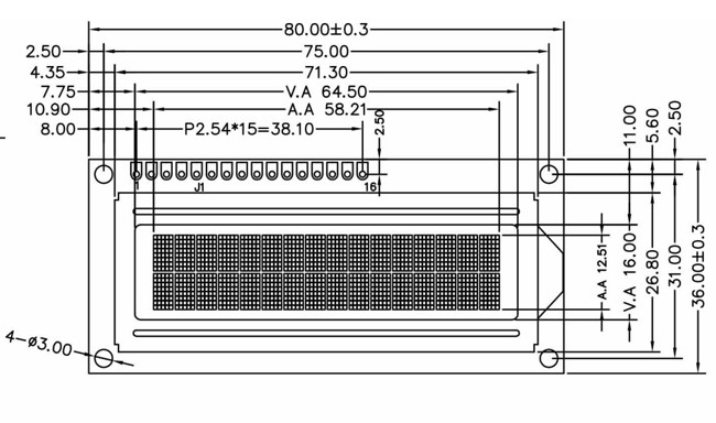 MPU Interface Custom Character LCD 16x2 5V With Header Pin Connector