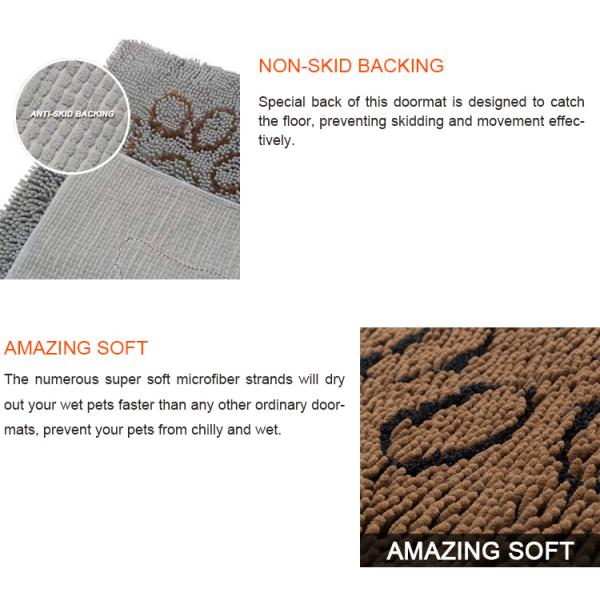 Absorbent 2.5cm Cat Litter Mats 100% Polyester Microfiber