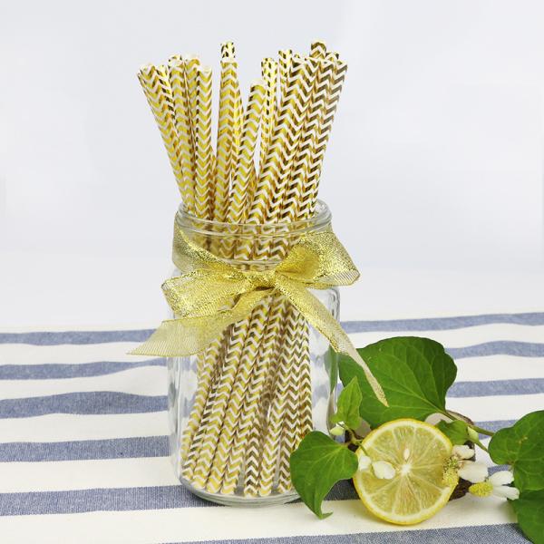 Gold foil pattern FDA Certificate Biodegradable Paper Straws Food-grade Recyclable Printed Eco-friendly Paper Straws