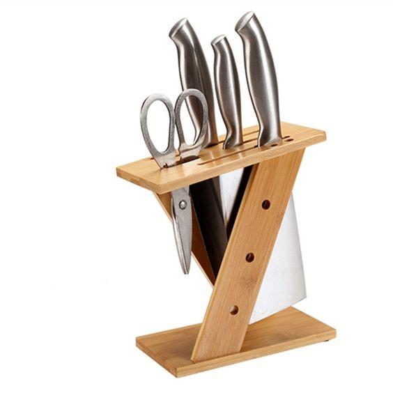 Cheap Natural Wood Bamboo Display Unit Kitchen Knife Holder Organizer Multi Use for sale