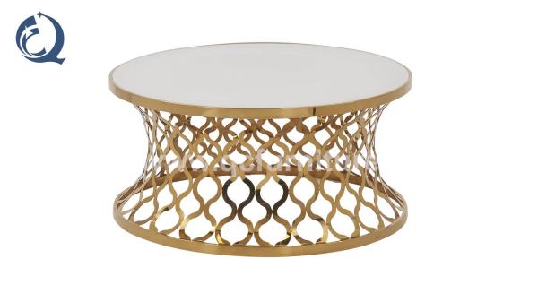 Cheap Modern Style Dia 90cm SS Coffee Table Round Shape Golden frame for sale