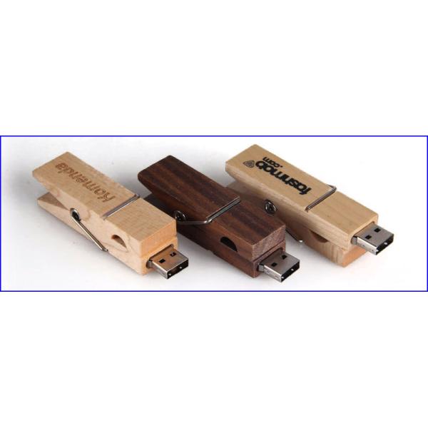 Spring Type Wood Clothespin 16GB USB Flash Drive Multi-Function