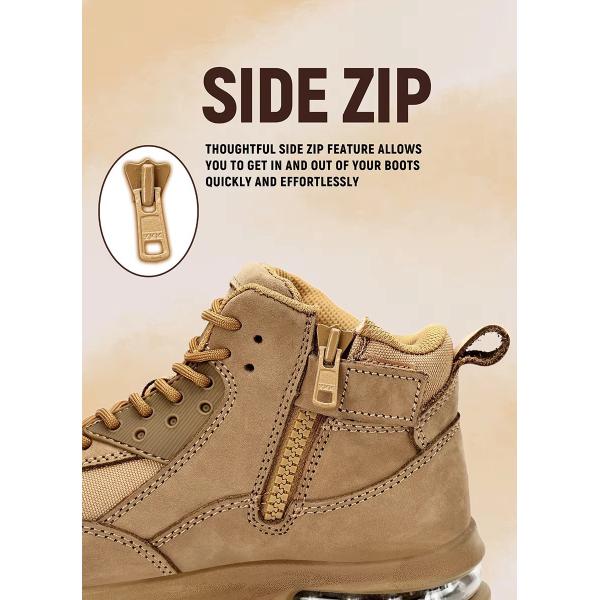 Air-cushion Sole Safety Work Boots In Khaki Oxford Fabric For Maximum Protection