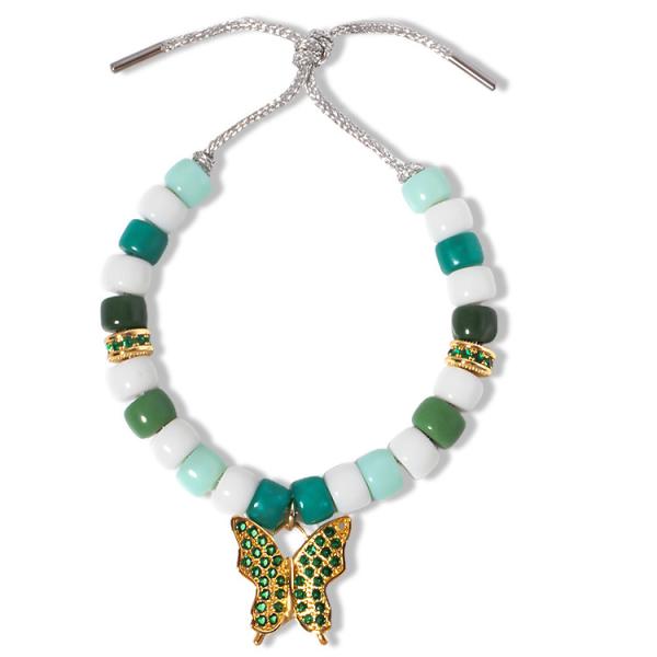 Cheap Green Butterfly Charm Forte Bead Bracelet OEM Eco Friendly Material for sale