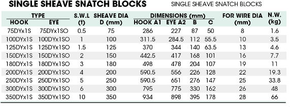 Industrial Manual Lifting Equipment Single Sheave Snatch Block 5 Ton With Eye