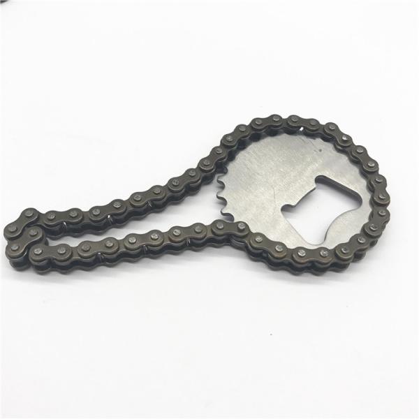 Cheap Cool Innovative Promotion Fancy Gift Brushed Metal Stainless Steel Bicycle Chain Laser Engrave Beer Bottle Opener for sale