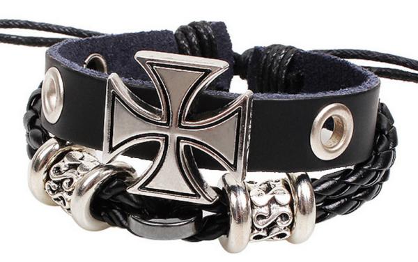 Cheap Nimesulide Roman cross personalized leather bracelet hand-woven leather bracelet for sale