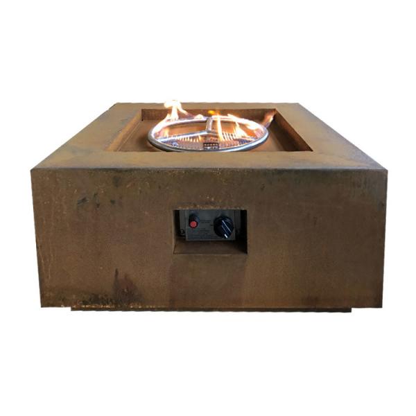 Cheap Square Patio Fireplace Outdoor Heater Corten Steel Gas Fire Pit Table for sale