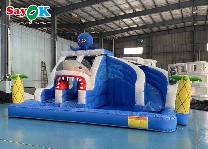 Amusement Park Inflatable Slide With Pool 19.7ft Giant Inflatable Shark Water Slide For Kids