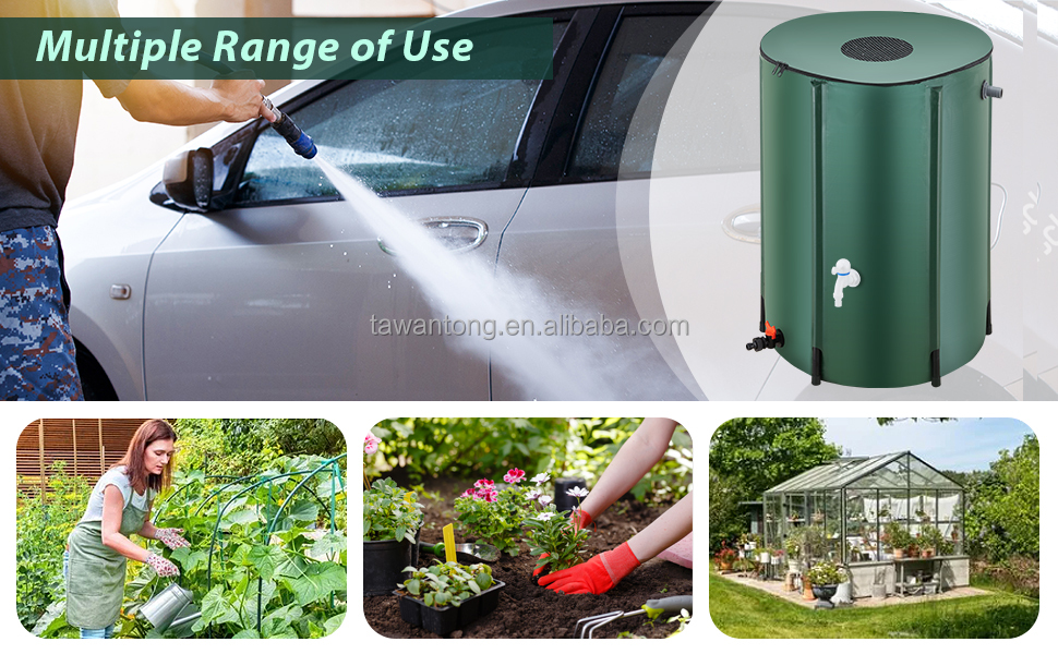 Extra Stable Rainwater Collector 100 Gal Portable Water Storage for Garden Irrigation