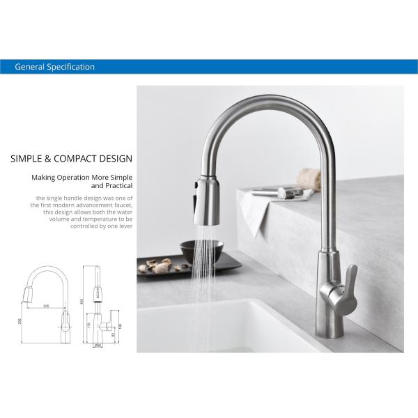 Triple Mode Retractable Sprayer Kitchen Bar Faucets for sink