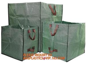 Best Outdoor Large Capacity Garden Gallon Waterproof Green Lawn PE Woven Waste Bags, Reusable Yard Waste Bags wholesale