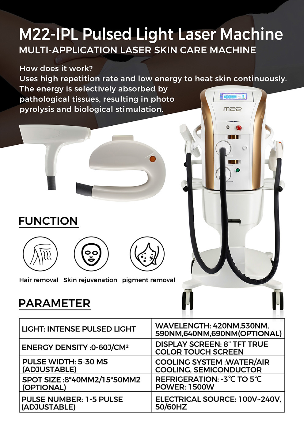 GOMECY Laser Multifunction Beauty Machine M22 IPL SHR Laser Hair Removal Machine