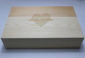 Pine Wooden Crate Large Wedding Gift Box Natural Color With Engraved Logo
