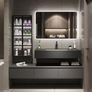 Best Modern Hotel Room Cabinets Rock Plate Wash Basin Integrated Bathroom Units wholesale