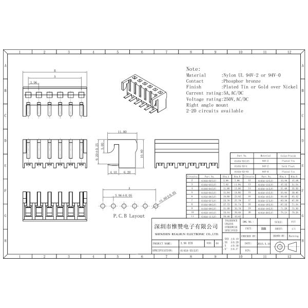 High Reliability BTB Connector Right Angle Board To Board Connector UL 94V 0