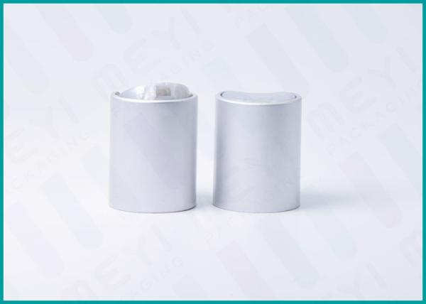 Cheap Matt Silver Aluminum Disc Top Cap , Press Caps And Closures For Shower Gel for sale