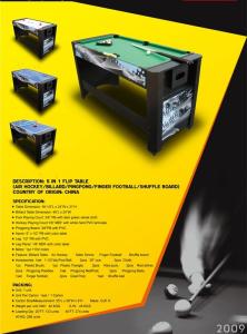 Swivel 5 In 1 Multi Games Table , Color Graphics Design Billiards Game Table
