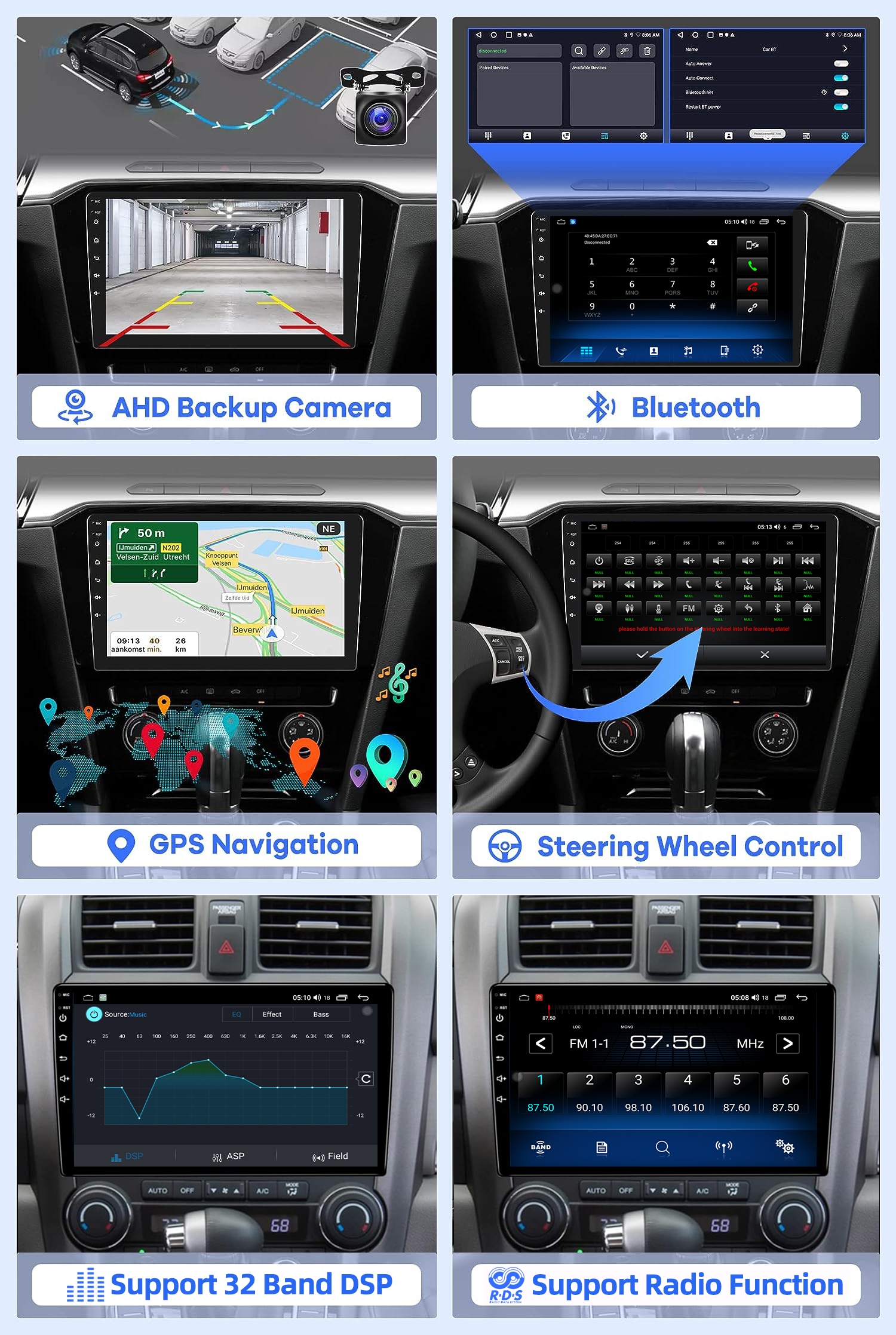 9 Inch 2 32G Car DVD Player Built-in WiFi/GPS/FM/BT/Multimedia and 7388 Amplifier IC