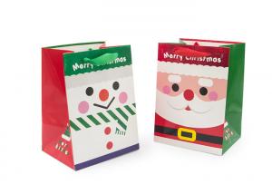 Best Full Color Printed Merry Christmas Gift Bags With Glitter CE Certification wholesale