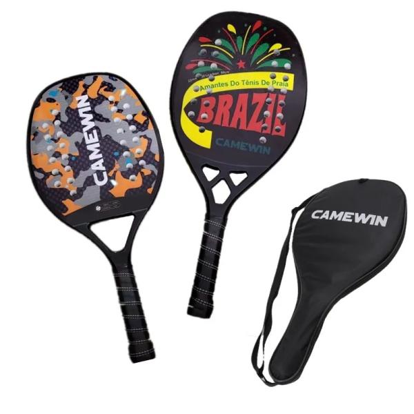Cheap Carbon Fiber Padel Brasil Beach Tennis Rackets Paddle Soft EVA Face Raqueta With Carry Bags for sale