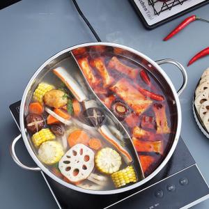 Best New Design Silver Kitchen Stock Pot Stainless Steel Shabu Shabu Induction Hot Pot With SS Double Ear Handles wholesale