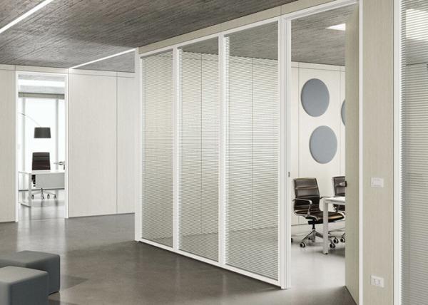 Cheap Glass Double Layer Partition Wall System With Blinds Inside For Privacy Simple Style Aluminum Frame for sale