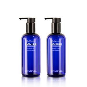 China Custom Blue Color Hair Care Bottles Containers 300ml With Lotion Dispenser on sale