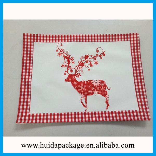 New arrival 190gsm 100% polyester OEM print 33x45cm placemat with BSCI audit manufacturer designed n produced.