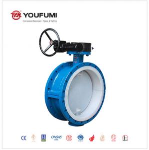 Best Flanged PTFE Lined Butterfly Valve DN500 PN16 Anticorrosion For Caustic Soda wholesale