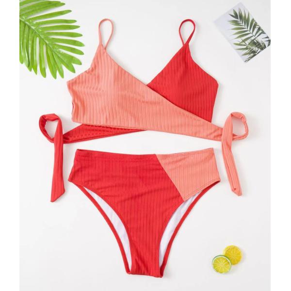 Color Matching Plus Size String Bikini Strap Plus Size Womens Bathing Suits