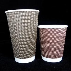 China Logo Printed Disposable Paper Cup Ripple Paper Coffee Cups Recyclable Flexo Printing on sale