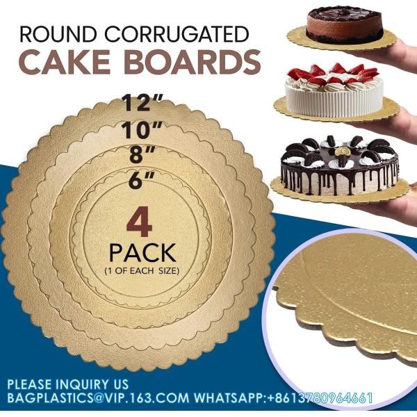Cakeboard Round, 4, 6, 8, 10, 12 Inch Cake Base Cardboards, Round Cake Circles, Each Size, Set For Baking Cake