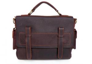 Vintage Leather Style Men Brown Briefcase Messenger Bag