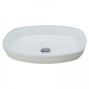 China High Glossy White Tempered Bathroom Wash Basins Melon Shape Countertop Basin Sinks on sale