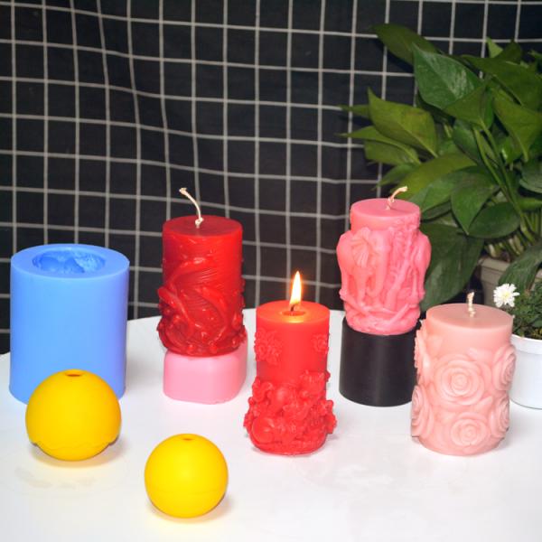 Food Grade Flower Silicone Candle Mold Cylinder Eco Friendly 3D