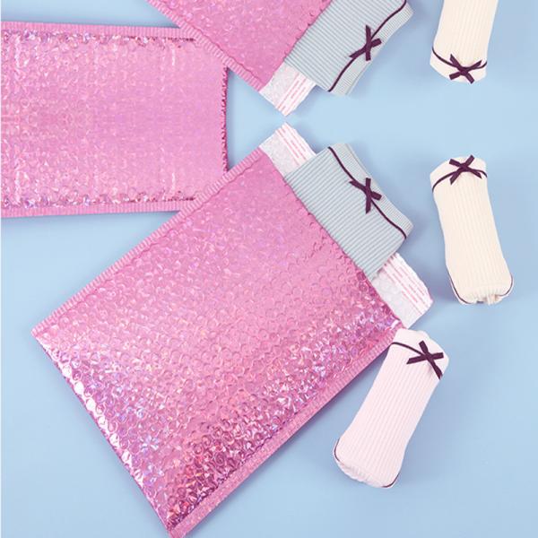 Pink Custom Printed Poly Bubble Mailers 10x13 CMYK Printing