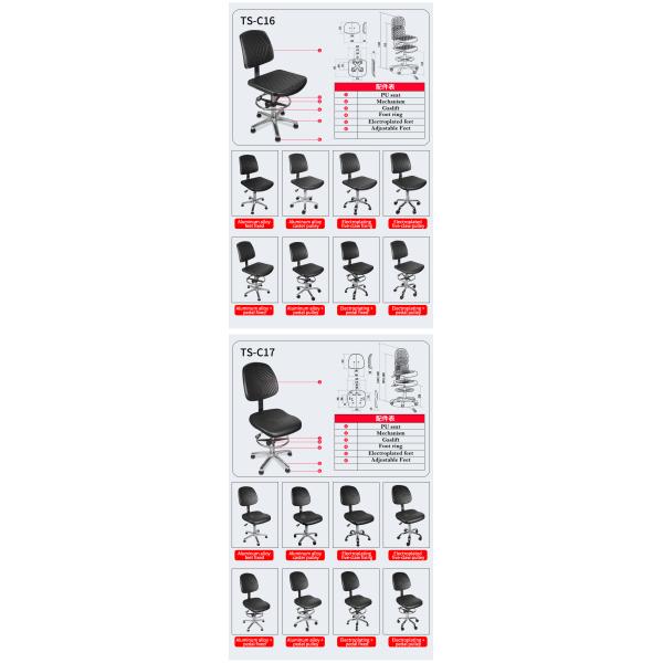 ESD Cleanroom Chair Adjustable Swivel PU Leather