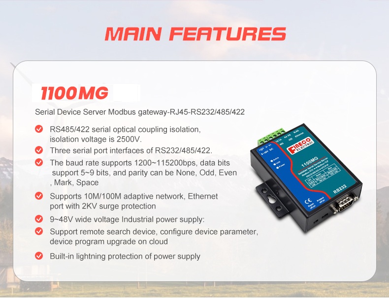 Convertation Type1 Ethernet to RS 485 Communication with Ethernet RS485 Converter