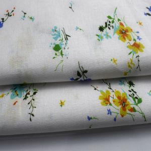 Flower Digital Cotton Printed Spandex Stretch Chiffon Fabric 54*58