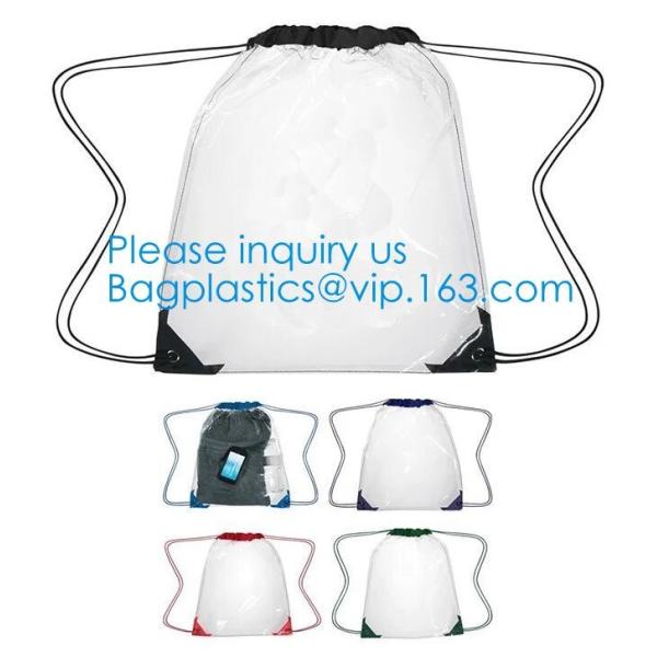 OEM Design Promotion PVC Drawstring GYM Bag,Clear PVC Drawstring Bag With Gold String Promotional Reflective Plastic PVC
