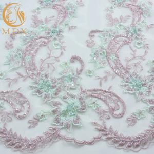 Attractive French 3D Embroidery Lace Fabric Beaded 80% Nylon