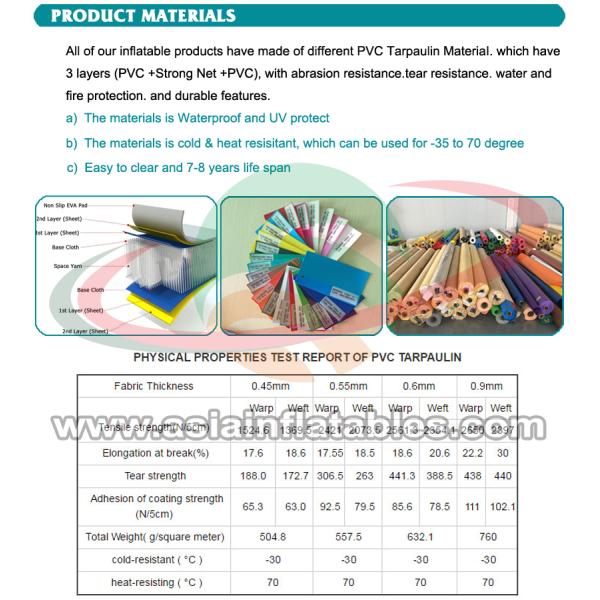 Customized Waterproof 1000D Tarpaulin Inflatable Theme Park