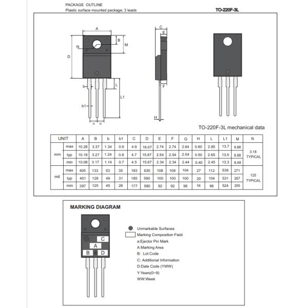F12N65L TO-220F-3L N-CHANNEL POWER MOSFET 12A 650V Applications In Switching Power Supplies And Adaptors