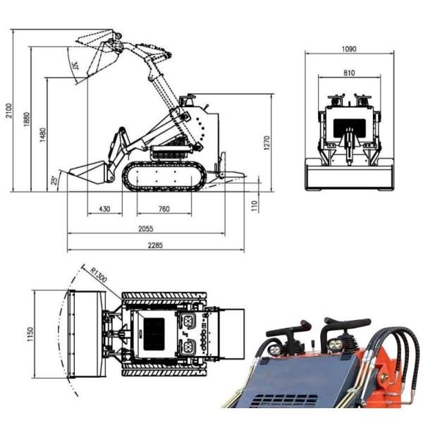 Full Hydraulic Wheeled Skid Steer Loader Diesel Gasoline Mini Crawler Loader
