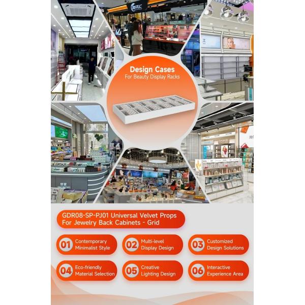 GDR08-SP-PJ01 Retail Display Shelf with Gray Velvet Fabric and Portable Design for Personal Makeup Bag