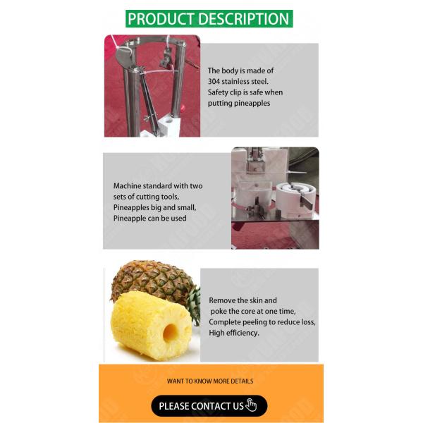 SS304 Industrial Pineapple Peeler Machine Fruit Pineapple Peeling Machine