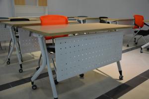 Modern Folding Training Tables Melamine Panel Type Waterproof With Casters