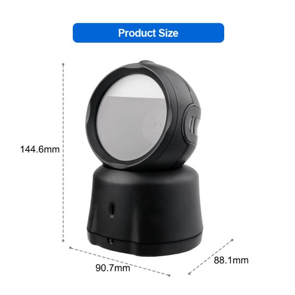 Wireless Desktop Barcode Scanner High Speed Handsfree 2D Bar Code Reader with charging base