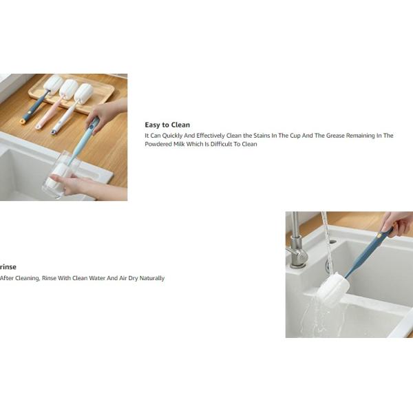 Removable Long Handle Cleaning Sponge Bottle Brush Cleaner Diamond Shaped